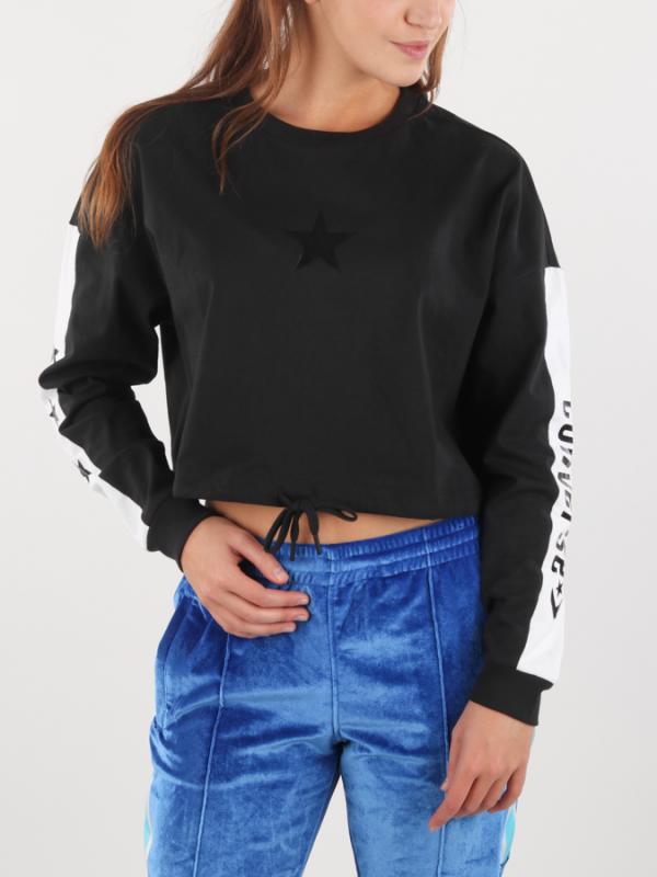 Tričko Converse Miley Cyrus Ls Boxy Crop Tee Černá