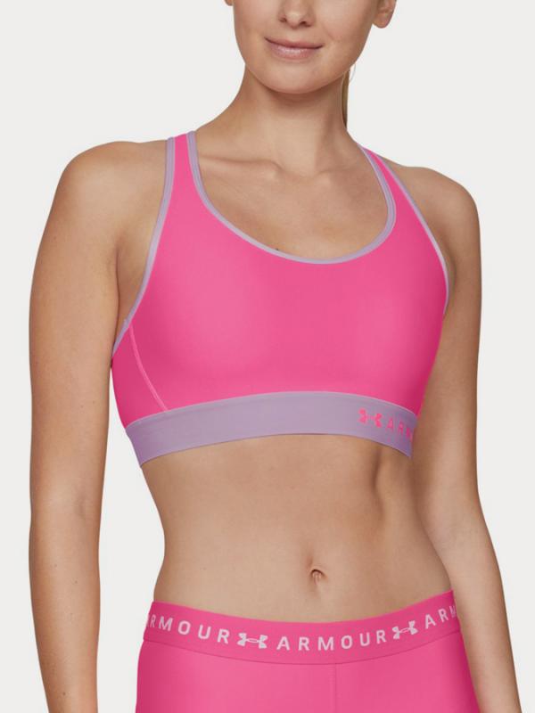 Kompresní podprsenka Under Armour Mid Keyhole Bra Růžová