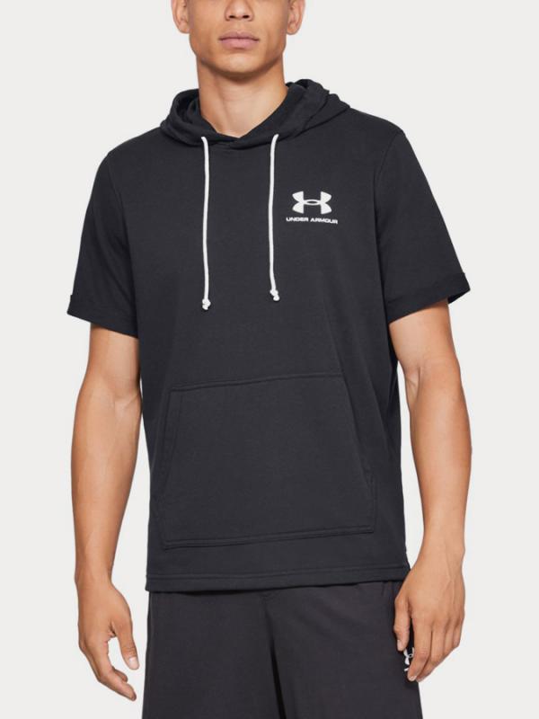 Tričko Under Armour Sportstyle Terry Ss Hoody Černá