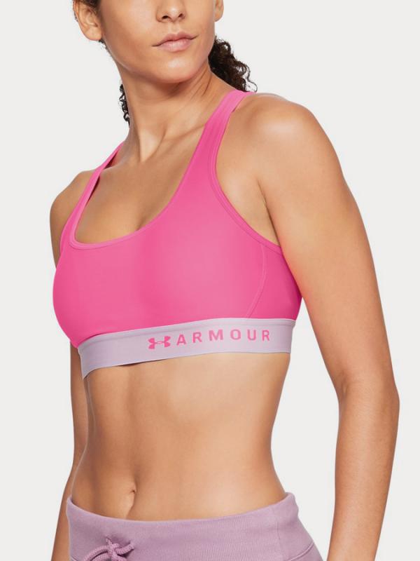 Kompresní podprsenka Under Armour Mid Crossback Bra Růžová