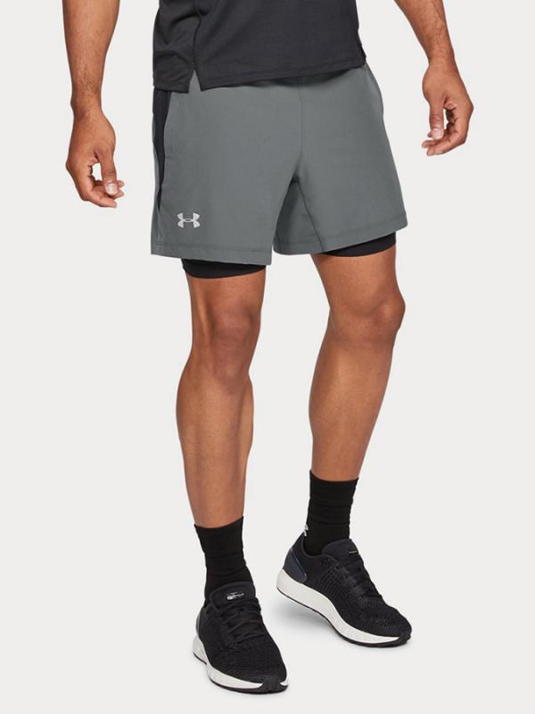 Kraťasy Under Armour Qlifier Speedpocket 2-N-1 Short Šedá