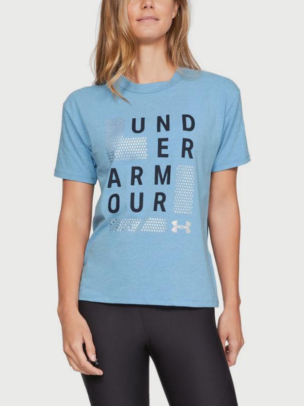 Tričko Under Armour Graphic Sqre Logo Girlfriend Crew Modrá