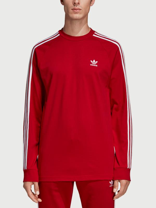 Tričko adidas Originals 3-Stripes Ls T Červená