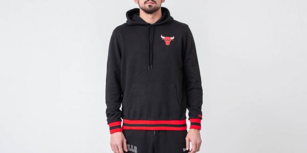 New Era NBA Stripe Rib Hoodie Chicago Bulls Black