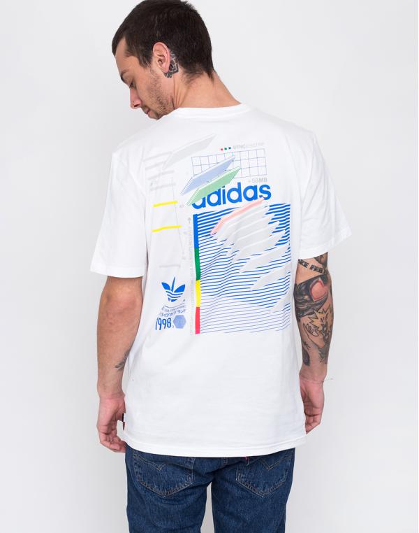 adidas Originals Dodson Tee White/Blue/Green/Real Coral L