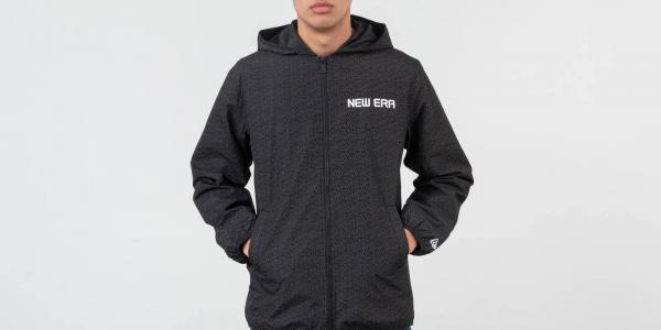 New Era Rain Camo Hooded Coach Jacket Black