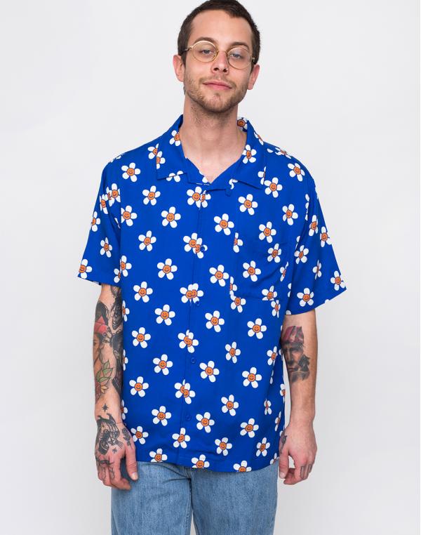 Lazy Oaf Happy Flower Bowling Shirt Blue L