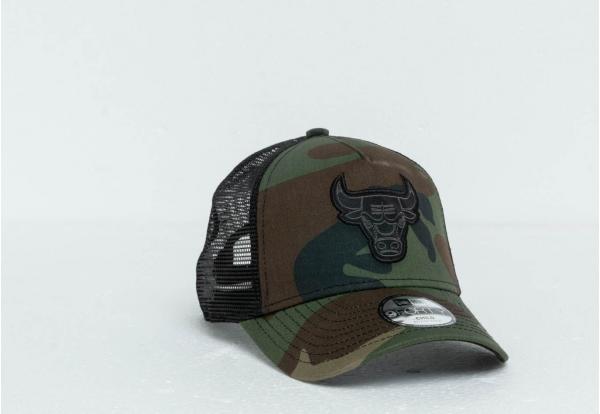 New Era Kids 9Forty A Frame NBA Character Chicago Bulls Trucker Cap Washed Camo/ Black