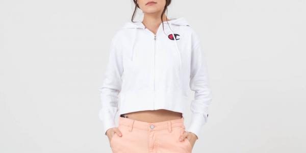 Champion X Beams Logo Zip-Up Hoodie White