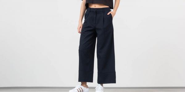 SELECTED Gabby Mid Waist Cropped Wide Pants Dark Saphire/ White