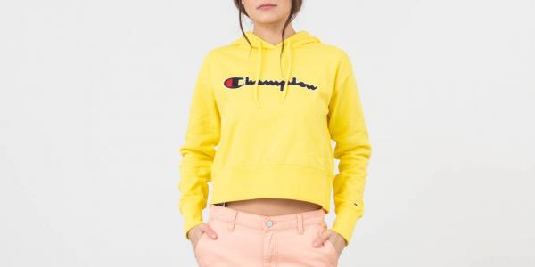 Champion Cropped Hoodie Yellow