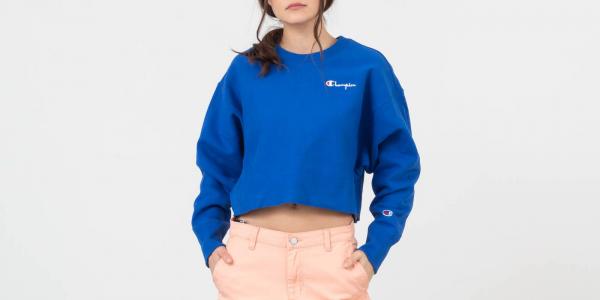 Champion Oversize Cropped Crewneck Blue
