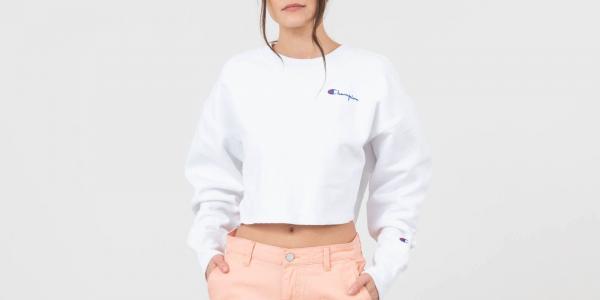 Champion Oversize Cropped Crewneck White