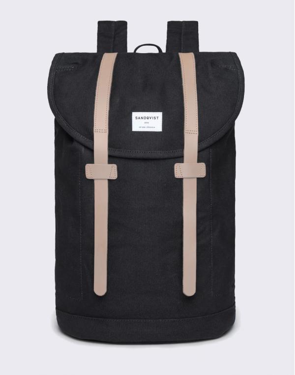 Sandqvist Stig Large Black with Natural Leather