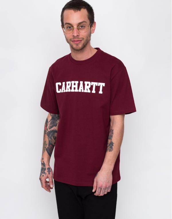 Carhartt WIP College T-Shirt Cranberry/White L