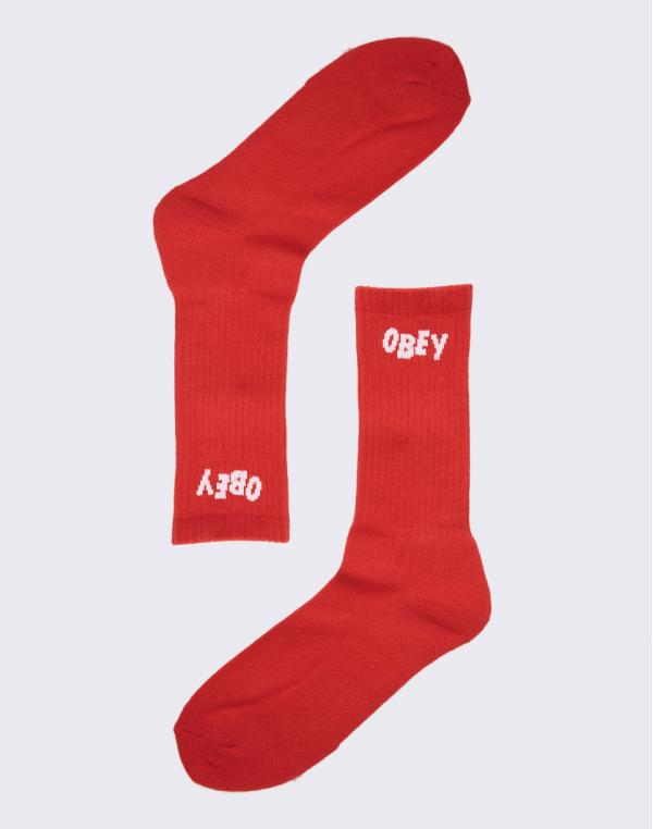 Obey Jumbled Socks Hot Red / White