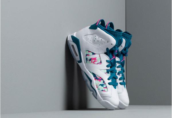 Air Jordan 6 Retro (Gs) White/ Laser Fuchsia-Green Abyss