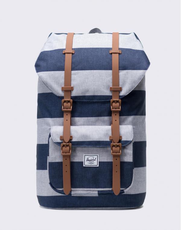 Herschel Supply Little America Border Stripe/ Saddle Brown
