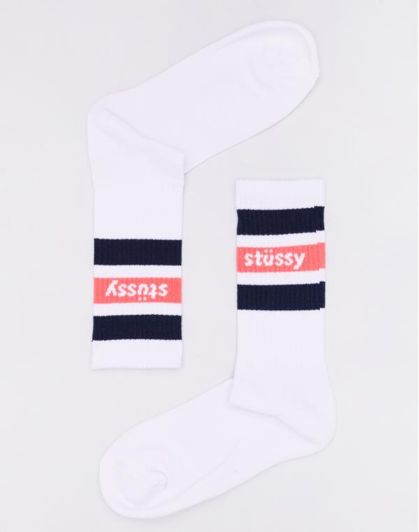 Stüssy Stripe Crew Socks White/ Navy