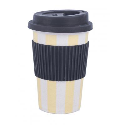 MISS ETOILE TRAVEL MUG BAMBOO MELAMINE LEMON STRIPES