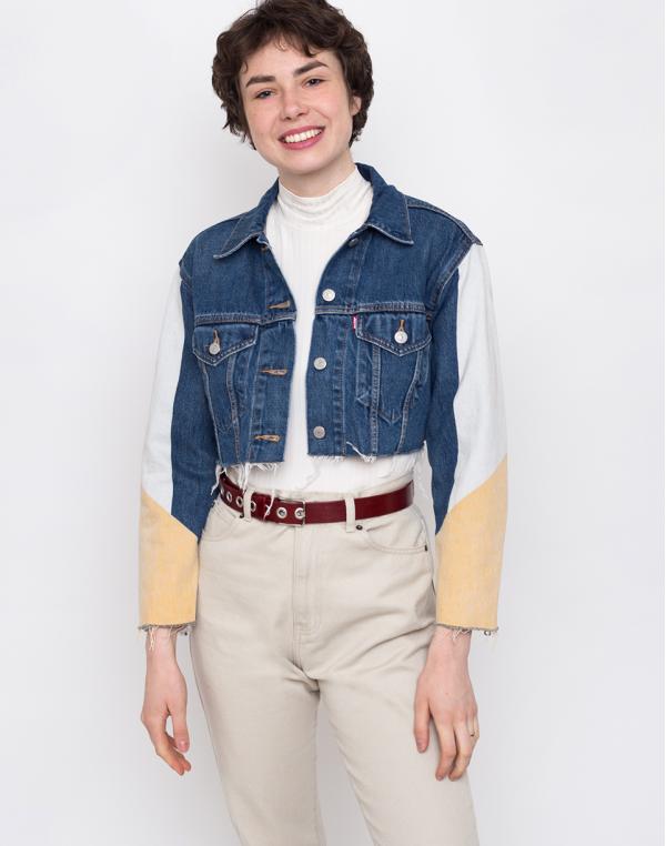Levi's® Cut Off Crop Trucker Zip Med Indigo S