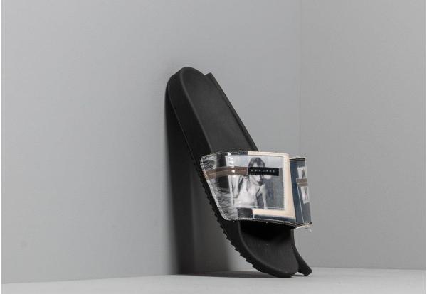 Rick Owens Patch Slides Natural/ Black