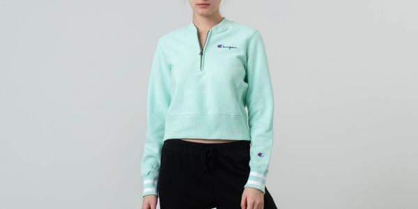 Champion Half Zip-Up Reverse Weave Crewneck Green