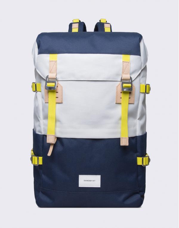 Sandqvist Harald Multi Off White / Blue with Natural Leather