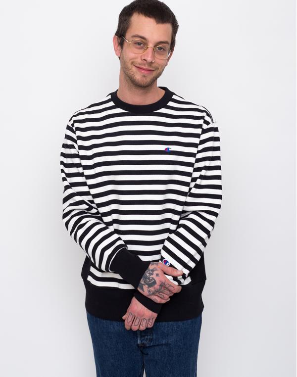 Champion Crewneck Sweatshirt Black & White Stripe XL