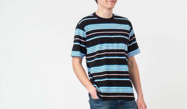 Stüssy Thomas Stripe Crew Tee Black