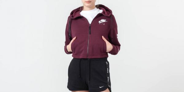 Nike Sportswear Air Fleece Full Zip Hoodie Night Maroon/ White