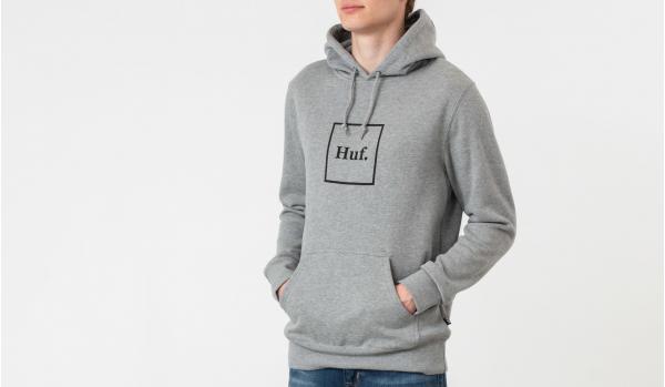 HUF Box Logo Hoodie Heather Grey