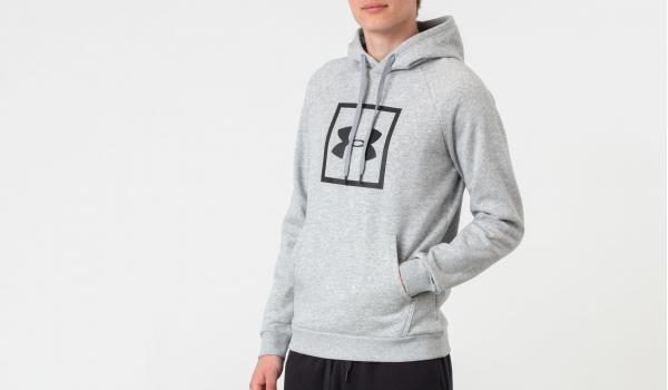 Under Armour Rival Fleece Logo Hoodie Grey