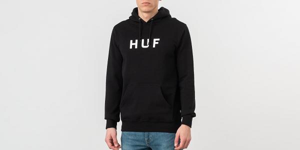 HUF Essentials OG Logo Hoodie Black