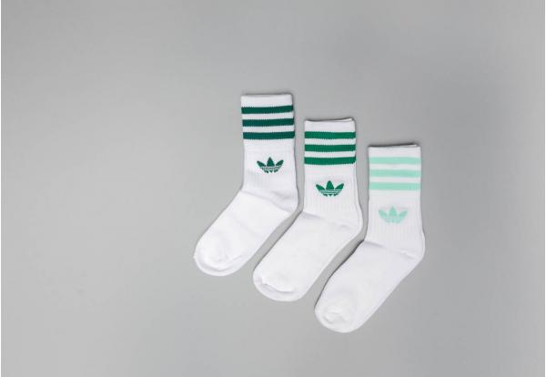 adidas Mid Cut Crew 3-Pack Socks White/ Green