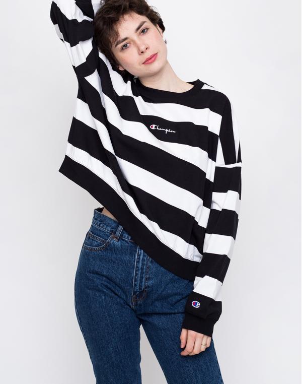 Champion Crewneck Long Sleeve T-Shirt White/Black L