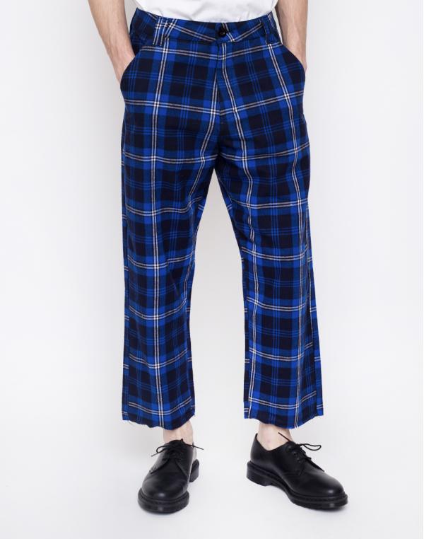 Lazy Oaf Torn Tartan Trousers Blue 34