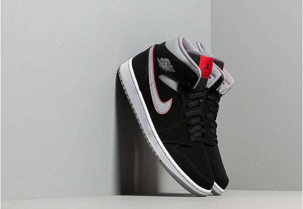 Air Jordan 1 Mid Black/ Particle Grey-White-Gym Red