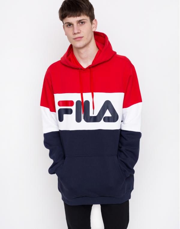 Fila Night Blocked Hoodie Black Iris/True Red/Bright White L