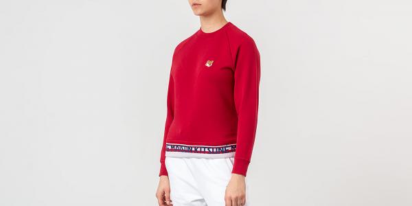 MAISON KITSUNÉ Fox Head Patch Jacquard Crewneck Red