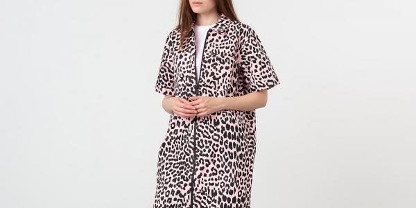 Lazy Oaf Leopard Shirt Dress Pink