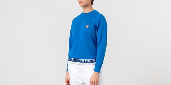 MAISON KITSUNÉ Fox Head Patch Jacquard Sweatshirt Blue
