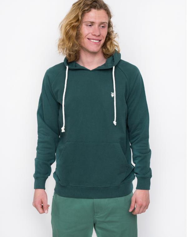 Knowledge Cotton Hood Kangaroo Sweat with Owl Badge 1264 Bistro Green M