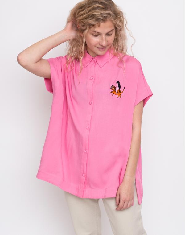 Lazy Oaf Nowhere Tiger Shirt Pink M