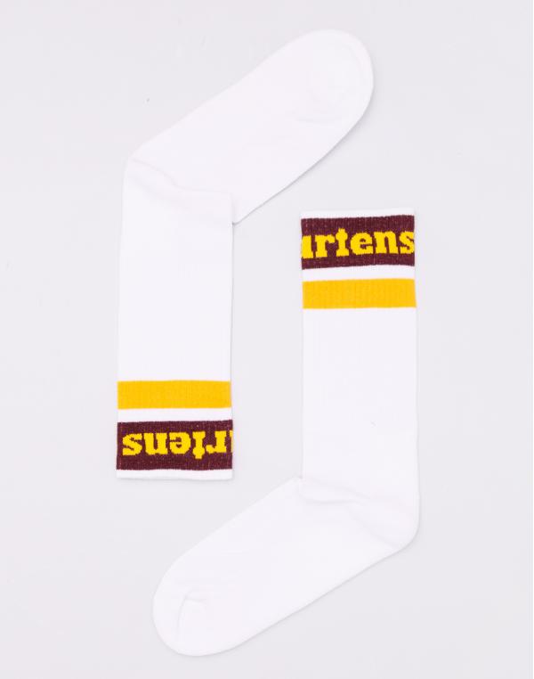 Dr. Martens Athletic Logo Sock White/ Cherry Red/ Yellow M