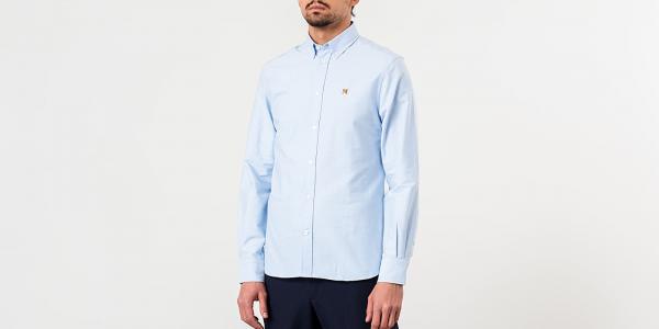MAISON KITSUNÉ Oxford Fox Head Embroidery Classic Shirt BD Light Blue