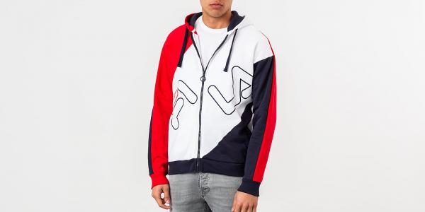 FILA Lazaro Colour Block Zip Hoodie Chinese Red