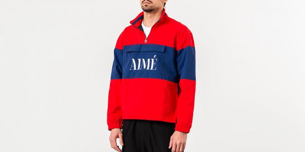 Aimé Leon Dore Quarter Zip Pullover Jacket Mineral Red/ Navy