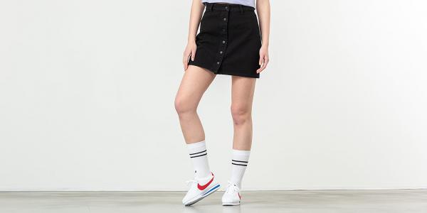 Lazy OAF Button Through Skirt Black