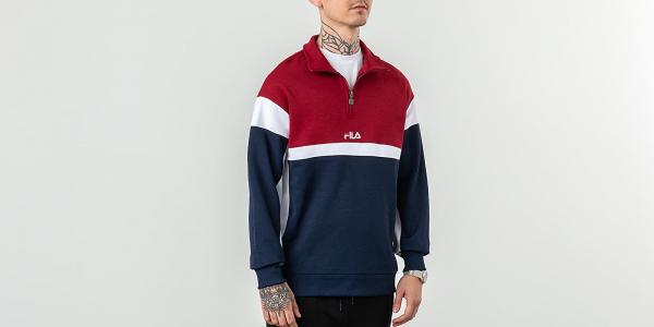 FILA Herron Half Zip Top Black Iris/ Rhubarb/ Bright White